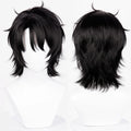 Short Straight Black Fluffy Synthetic Wig Anime Game Cosplay Men Heat Resistant Wig for Daily Party