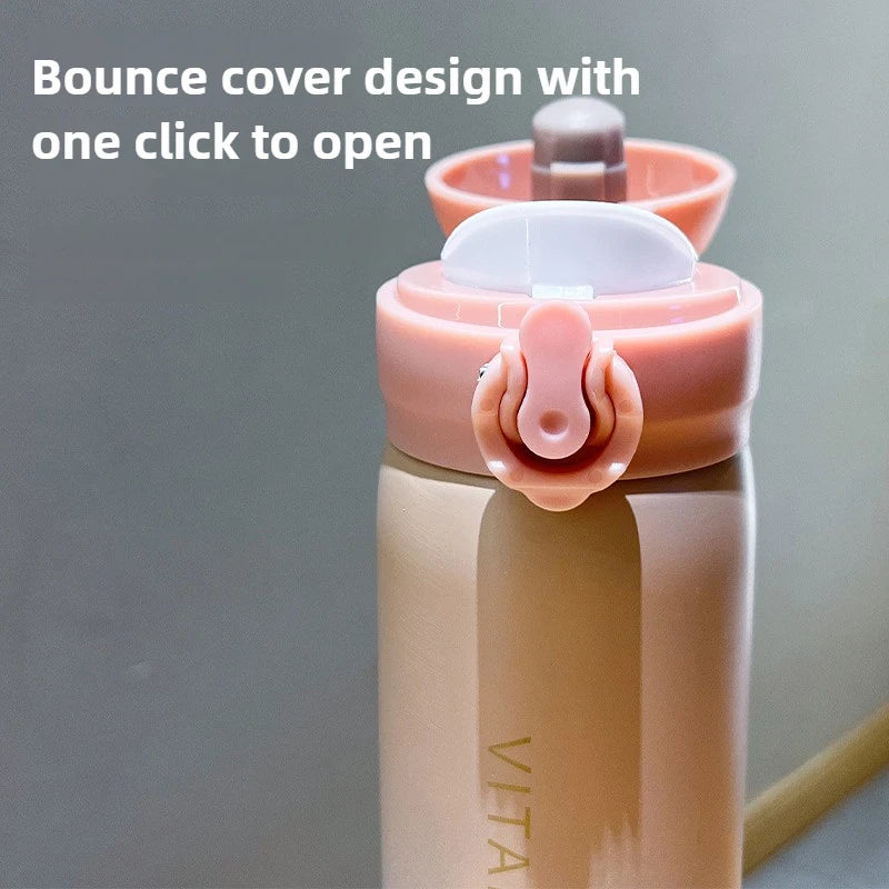 Gradient Color 304 Stainless Steel Thermal Bottle with Flip Lid Portable Outdoor Vacuum Insulated Cup Christmas Gift Mug