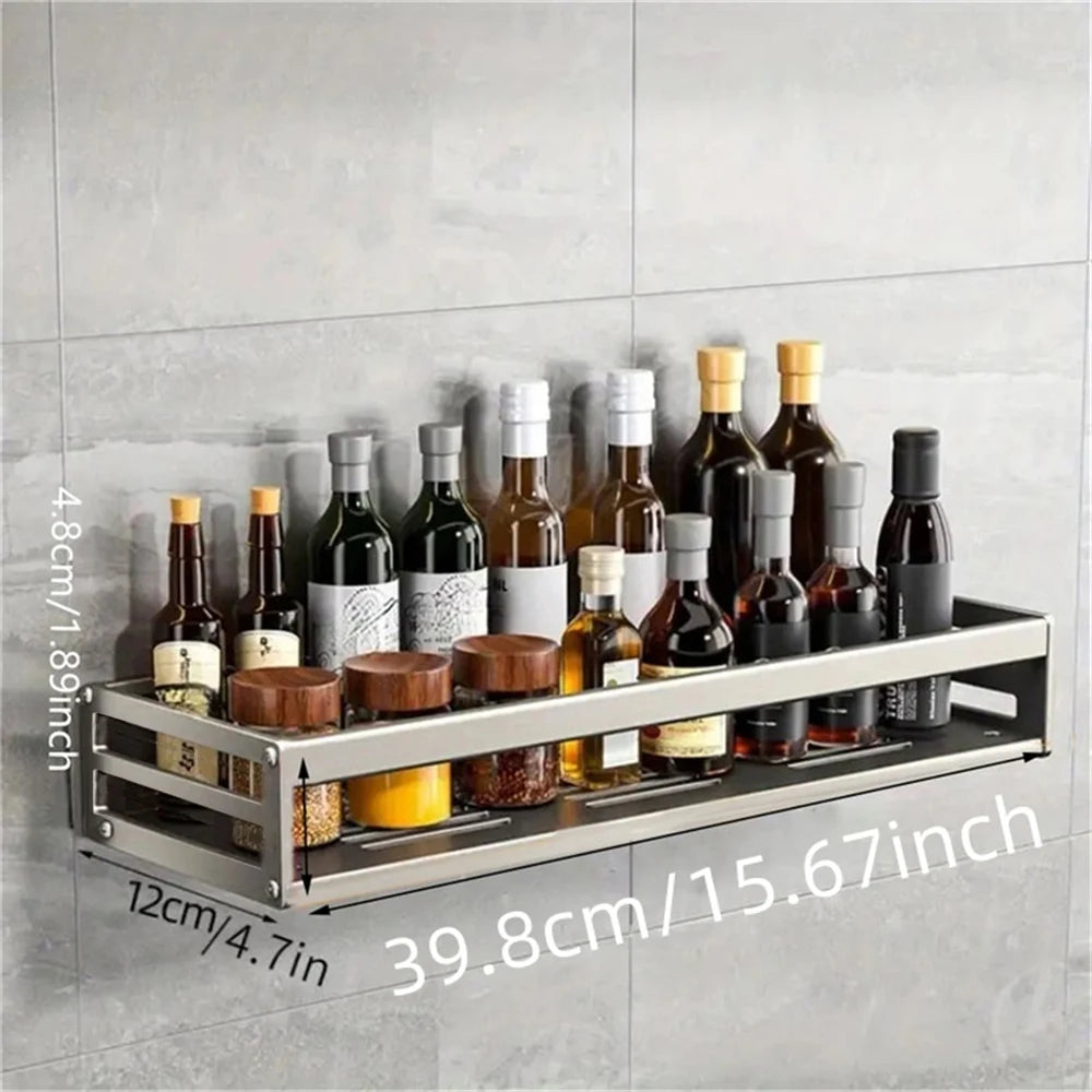 1 Piece Wall-Mounted Kitchen Seasoning Storage Rack Rag Towel Hook Multifunctional Storage Rack Wall-Mounted