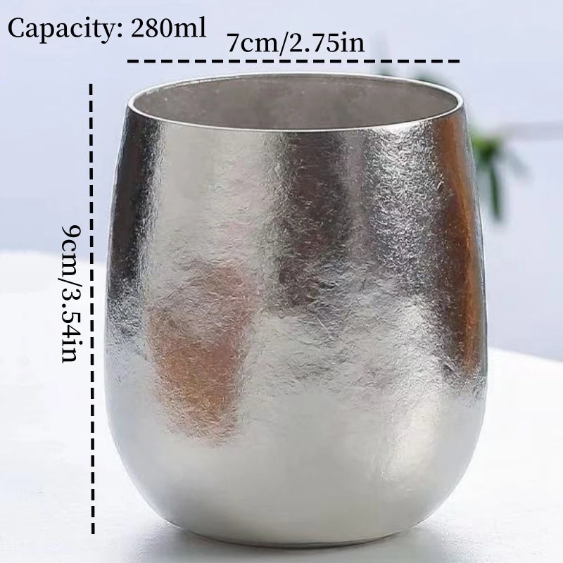 280ml Outdoor Egg Mug Pure Titanium Double-Wall Coffee Mug Water Cups Home Drinking Office Tea Mug Beer Luxury-Feel Juice Cup