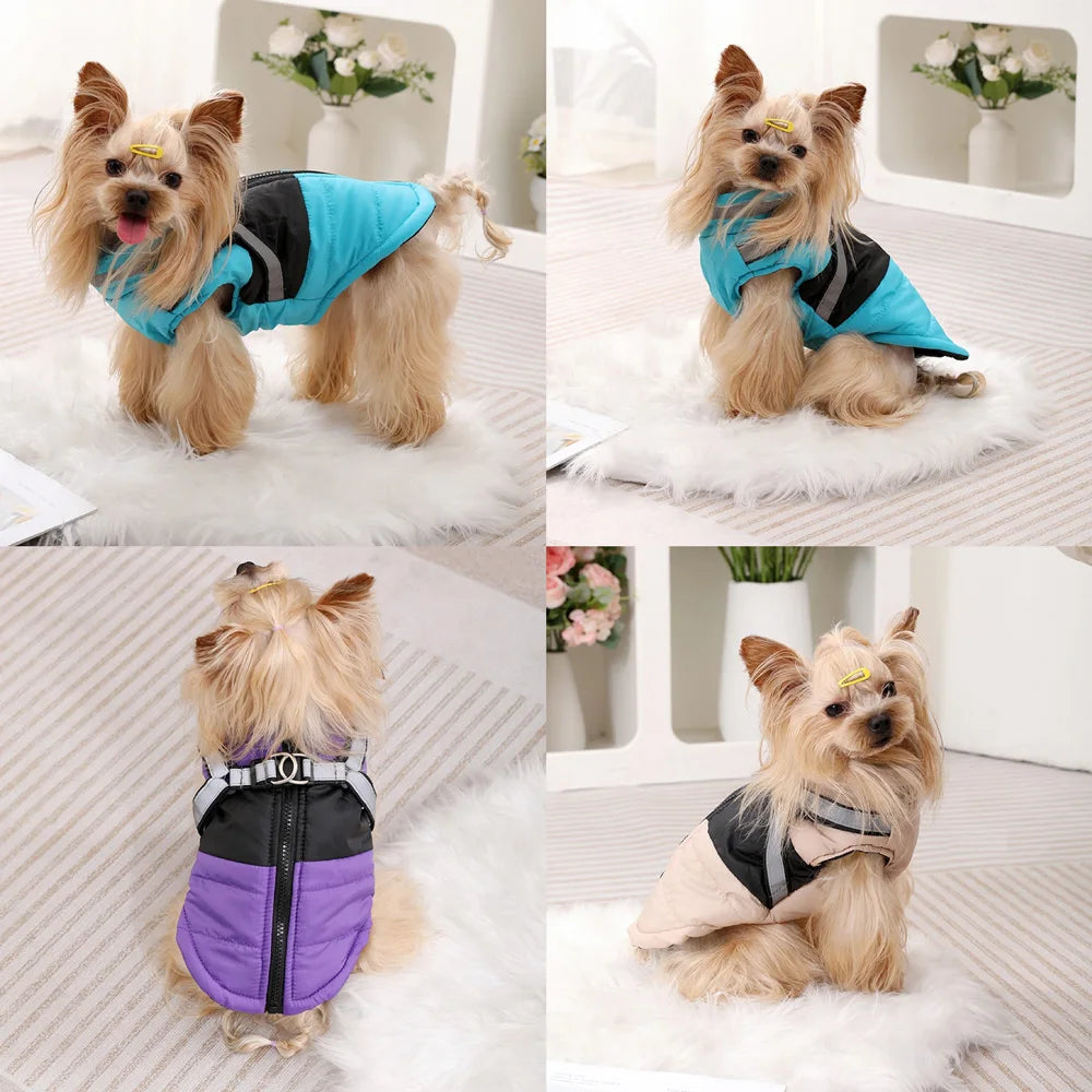 Dog Coat With Harness Winter Warm Dog Clothes For Small Medium Dogs Cats Windproof Cat Clothing Chihuahua Yorkshire Pet Jacket
