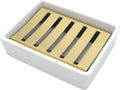Double Layer Ceramic Soap Dish with Stainless Steel Holder for Shower and Bathroom Drainage