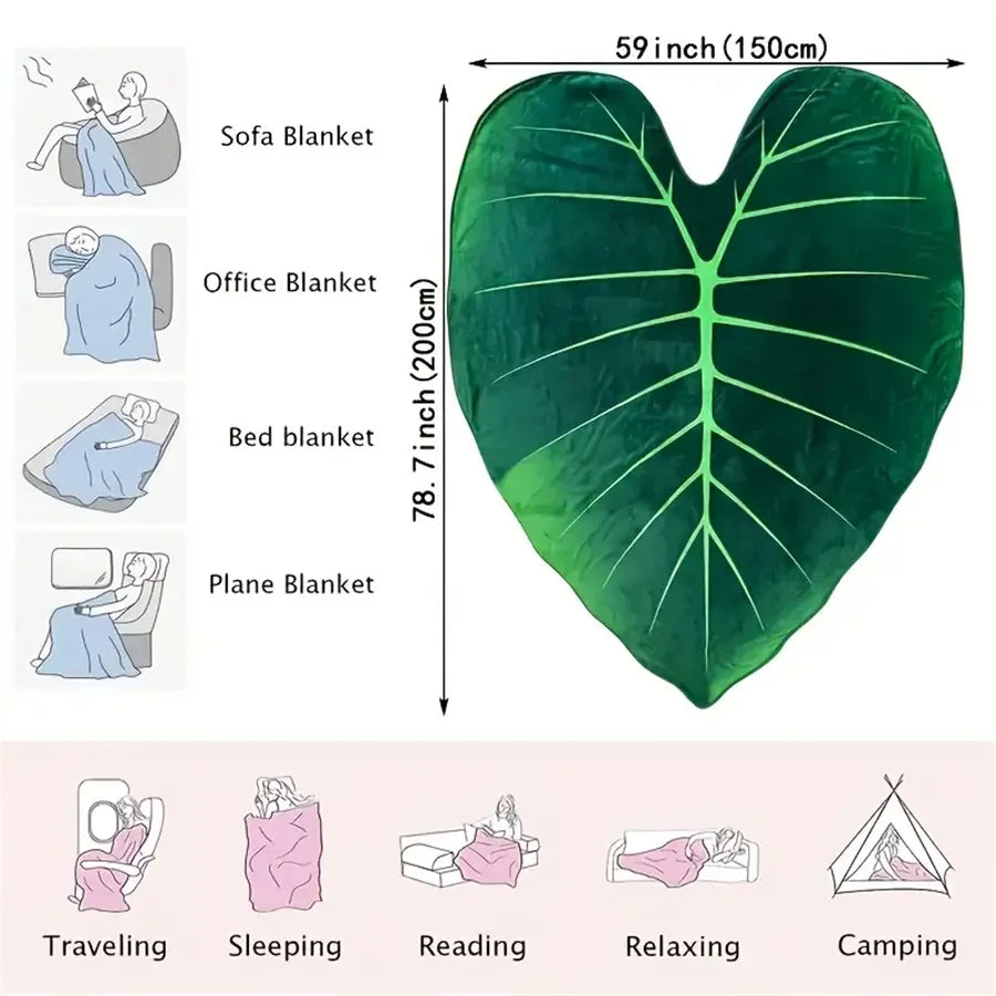A Whimsical Leaf-Flannel Blanket, a Portable Outdoor Blanket for All Seasons, a Home Tv Blanket, a Leaf Bed Blanket