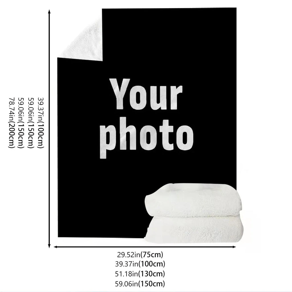 Custom Personalized Winter Thick Flannel Blanket Soft Warm Plush Fleece Photo Blanket with Your Picture Cozy Sherpa Throw for Co