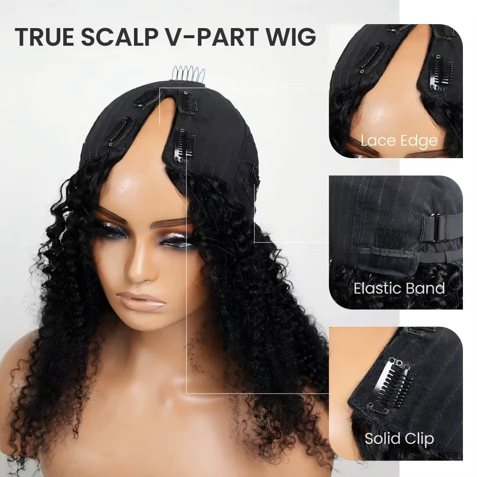 V Part Wigs Straight Brazilian Virgin Human Hair Wigs for Black Women Upgrade U Part Wigs Glueless Wig V Shape Wig No Leave Out