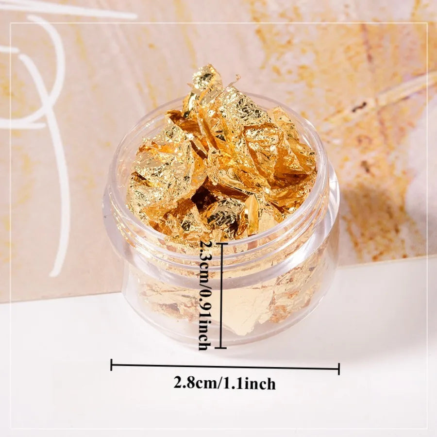Hot Sale Nail Art Gold Foil Sheets - Golden Tin Foil Fragments + Glitter Stickers DIY Manicure Decals Set