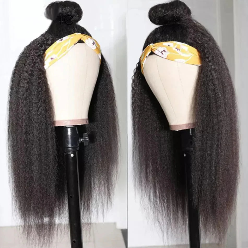 Headband Wig Human Hair Yaki Straight Wig 200% Density Remy Human Hair Wigs For Black Women Ready To Wear Kinky Straight Wig
