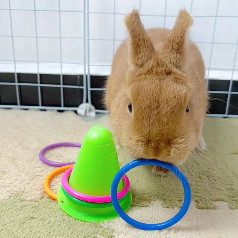 7cm Rabbit Ferrule Toy Interactive Training Chew Toy for Small Animals Educational Relieve Boredom Cone Shaped Bucket Rabbit Toy