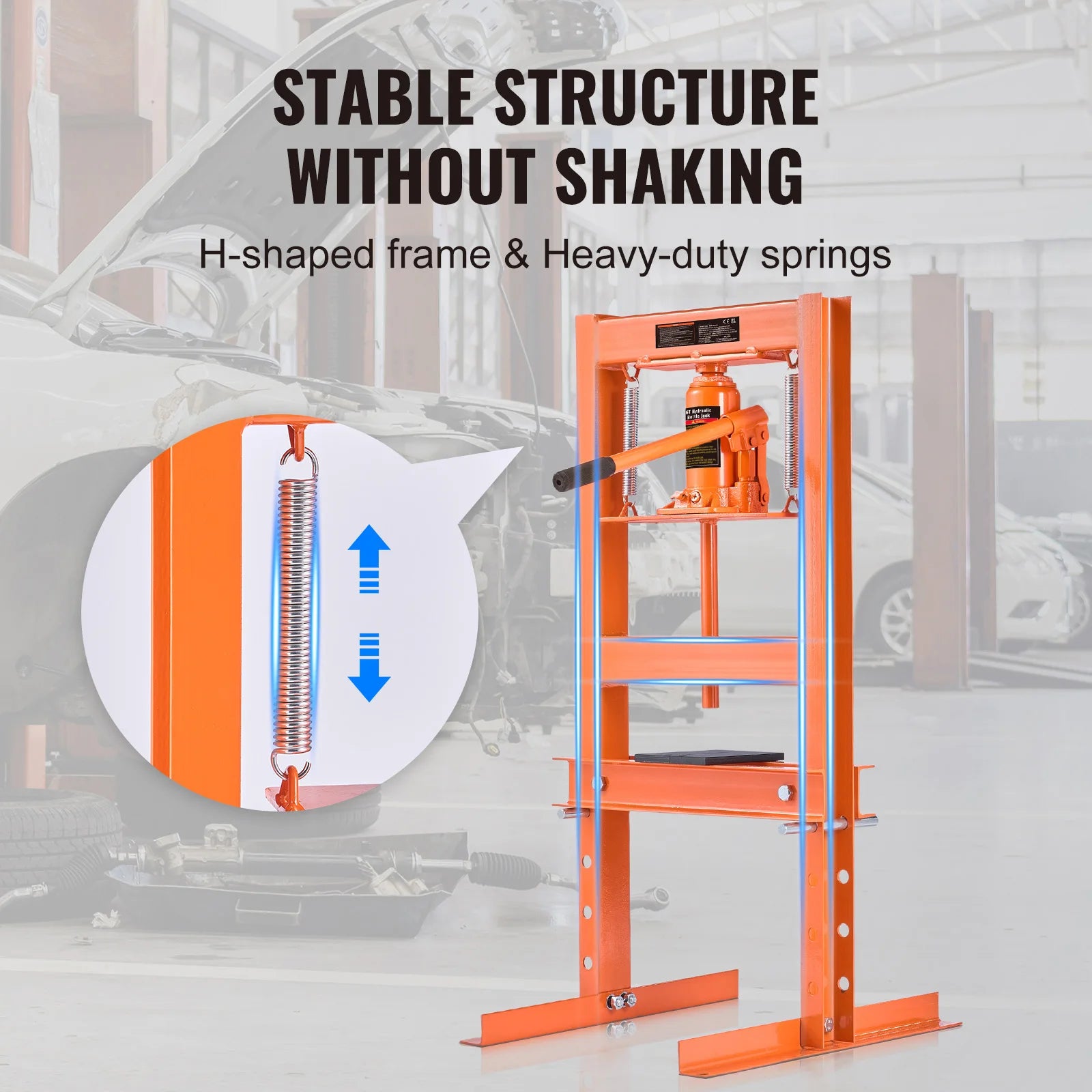 SucceBuy Hydraulic Shop Press 6T H-Frame Hydraulic Garage/Shop Floor Press Shop Press with Press Plates for Garage Shop Workshop
