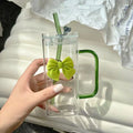 Versatile High Temperature Resistant Matcha Glass With Lids Capacity Bow Cups Glass Straw Cups for Making Coffee