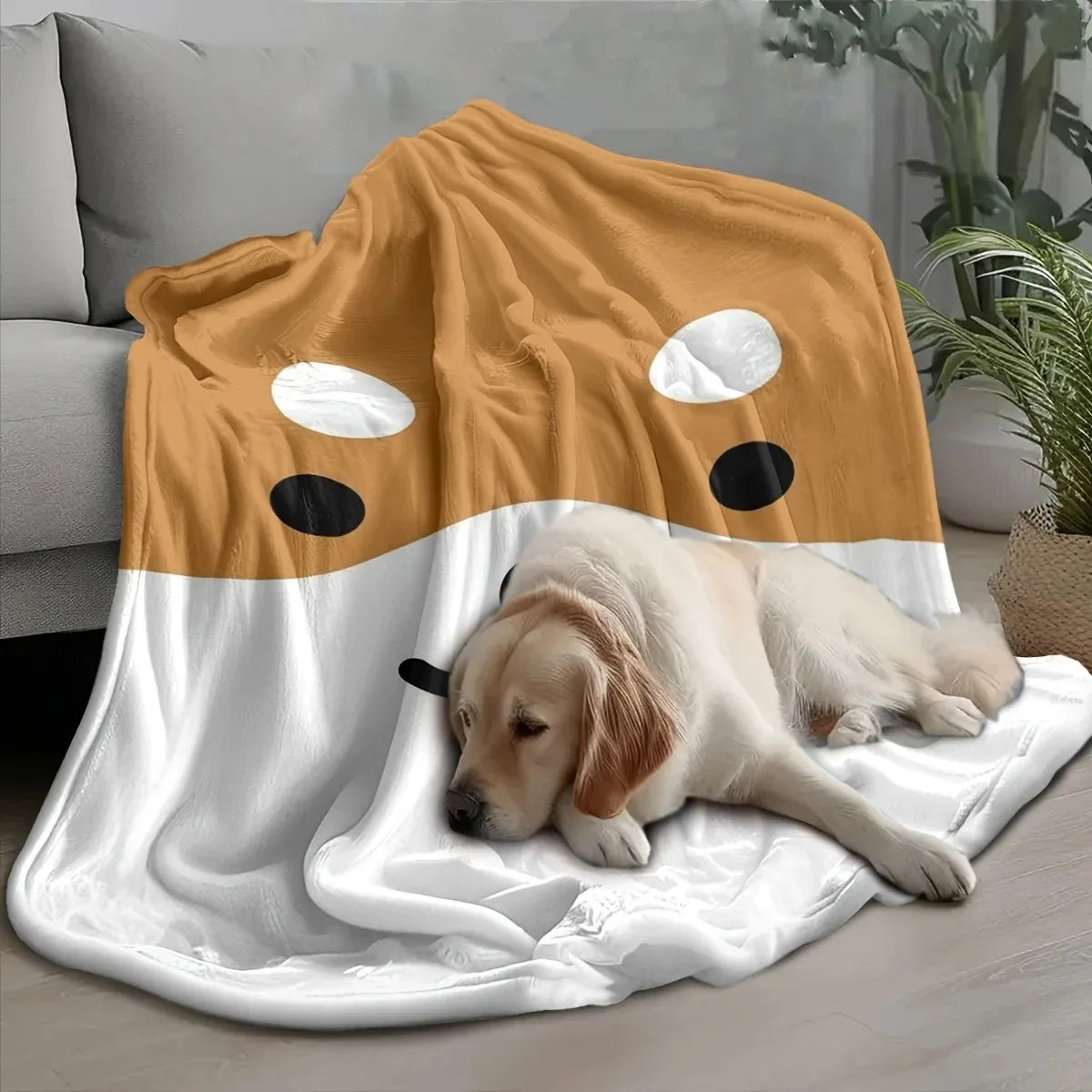 Cute Shiba Inu Face Flannel Blanket - Kawaii Pet Soft Cozy Throw for Sofa Bed Kids Room Gift