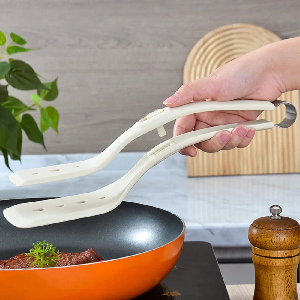 1Pc Egg Flipper Spatula 2 in 1 Grip and Flip Spatula Tongs Silicone Egg Flipper Tool Fish French Toast Tongs Non-Stick Cooking