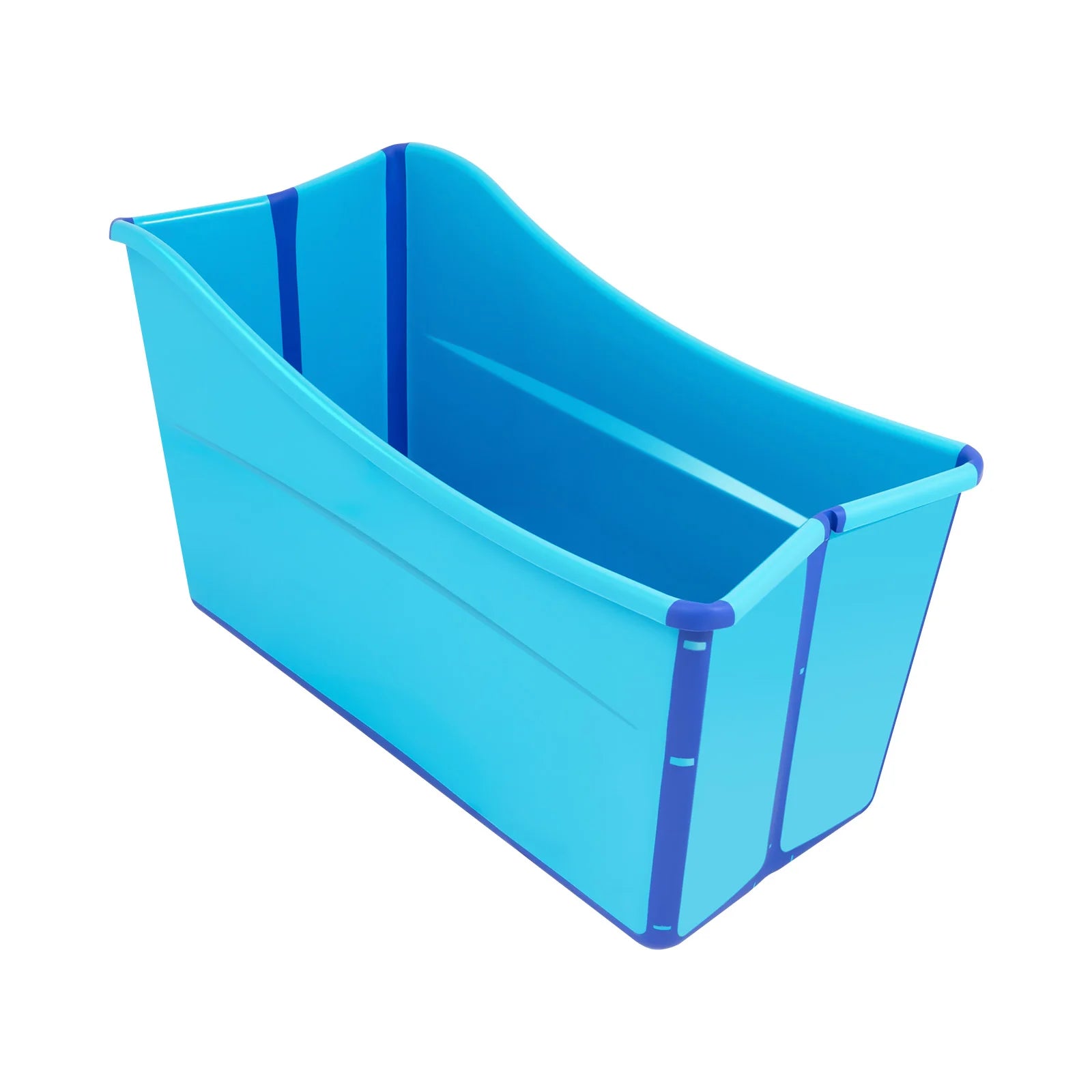 Folding PP TPE Bathtub Blue Floor Standing Rectangular Adult Bath Tub Thickened Side for Kids and Adults Below 5.3ft Tall