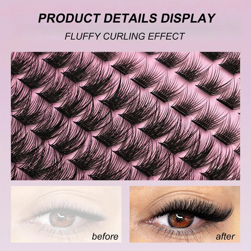 Lash Clusters Kit, Lash Clusters Natural Eyelash Clusters, 8-16mm D Curvature Cluster Lashes, Fairy Eyelash Clusters Wispy Lash