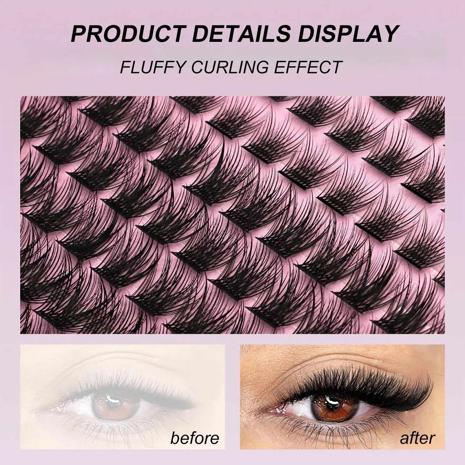 Lash Clusters Kit, Lash Clusters Natural Eyelash Clusters, 8-16mm D Curvature Cluster Lashes, Fairy Eyelash Clusters Wispy Lash