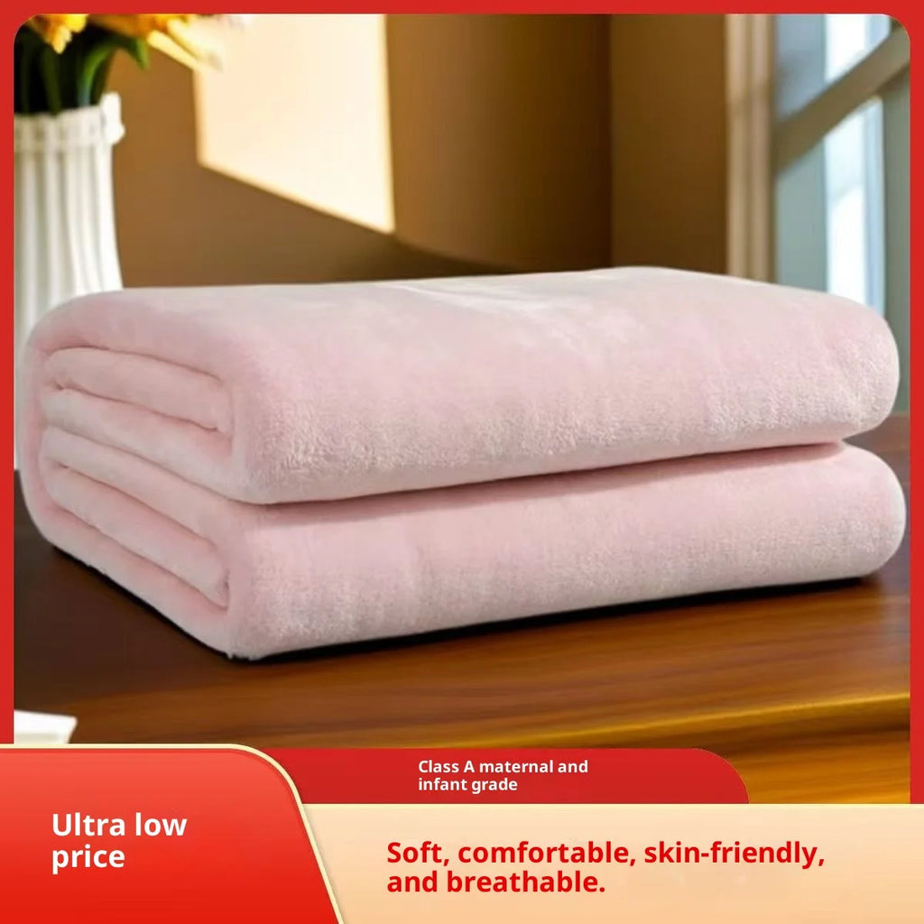 Home Textiles Flannel Blanket Air Conditioning Blanket Thin Spring Summer Fleece Blanket Office Nap  Blanket Multi-size Optional
