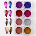 8 Box Chrome Mirror Nail Powder Metallic Silver Gold Blue Nail Art Glitter Rubbing Pigment Flakes Dust For DIY Luxury Manicures