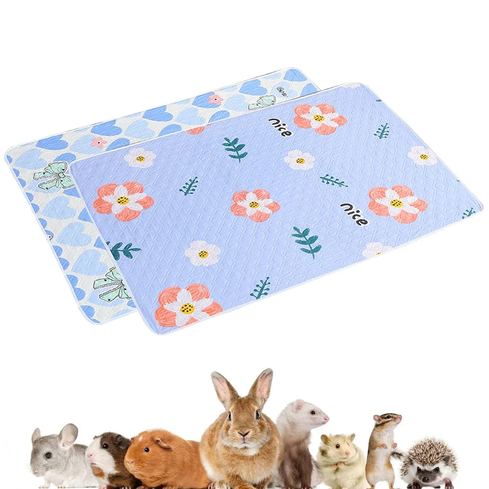 1PC Print Guinea Pig Pee Pad Reusable Cage Liner Mats for Small Animals Hamsters Rabbits & Squirrels Multi-Purpose Easy To Clean