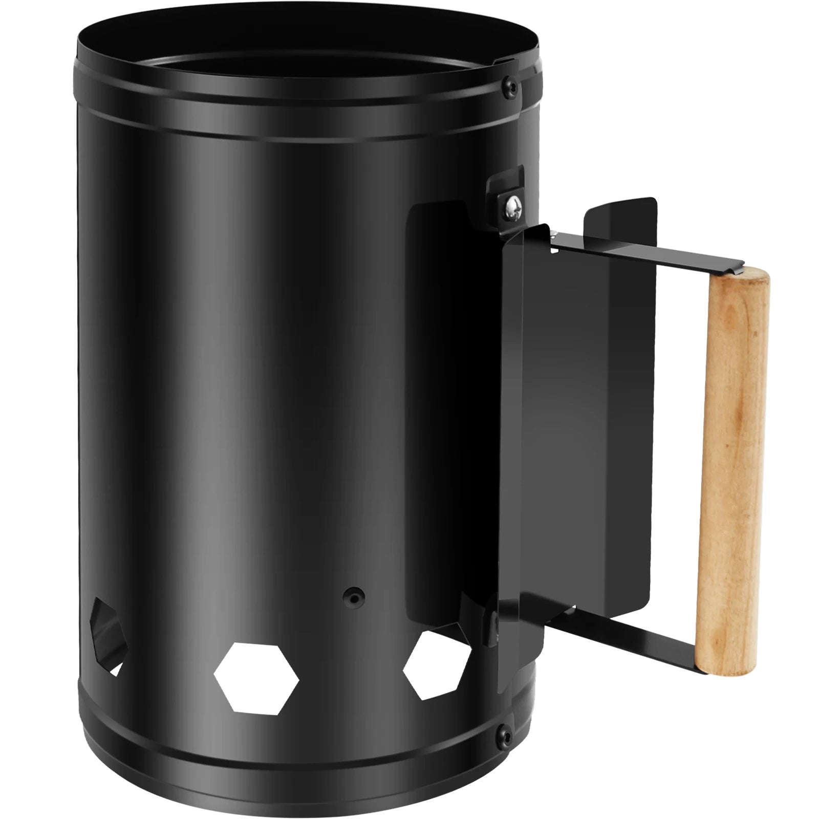 Charcoal Chimney Starter with Wood Handle Rapid BBQ Chimney Starter Fire Briquette Starters Can Canister for Grilling Accessory