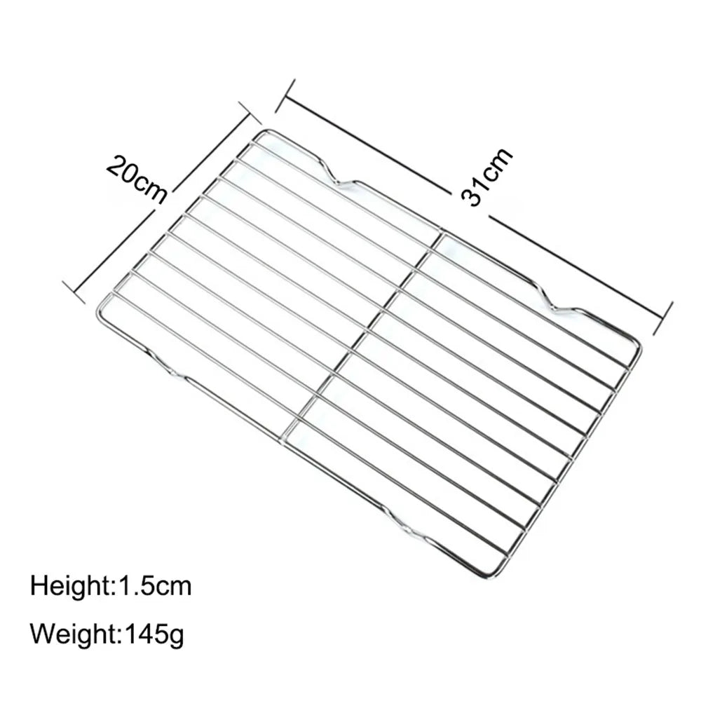 New Stainless Steel Cooling Rack Non-stick Silver BBQ Tray Barbecue Cooking Mesh Shelf