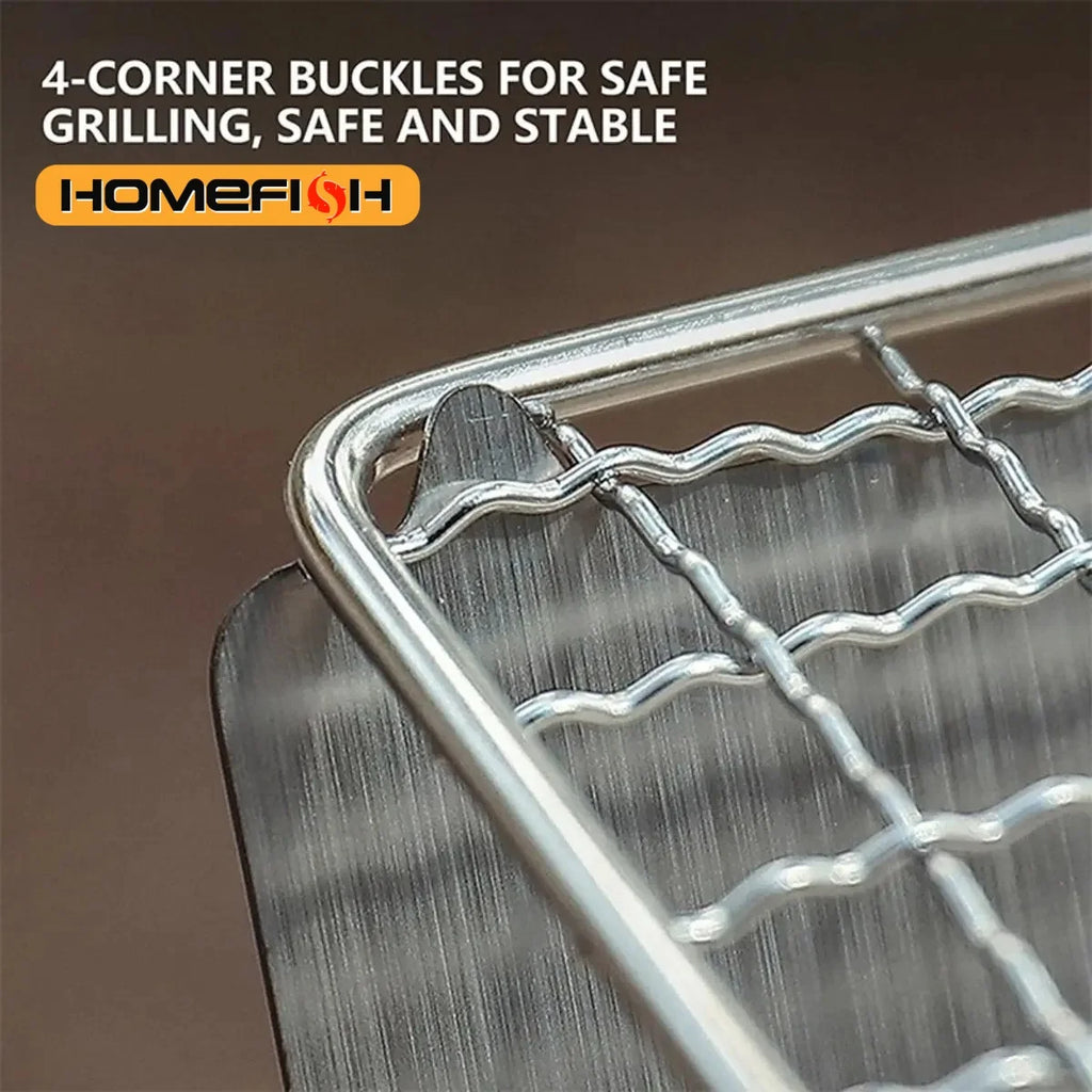 Barbecue Grill Heating Stores Multi-Function Camping BBQ Grill Rack Net Firewood Stove Stainless Steel BBQ Grill