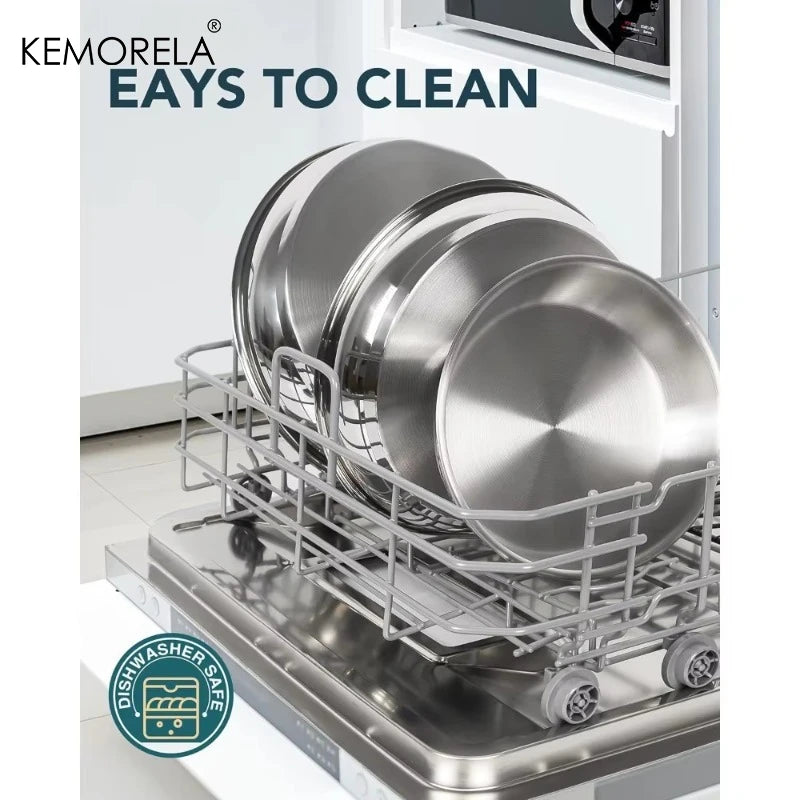 KEMORELA 316 Stainless Steel Pot Set -Stackable Induction Cookware with Removable Handles, Oven Safe Dishwasher Friendly,Durable