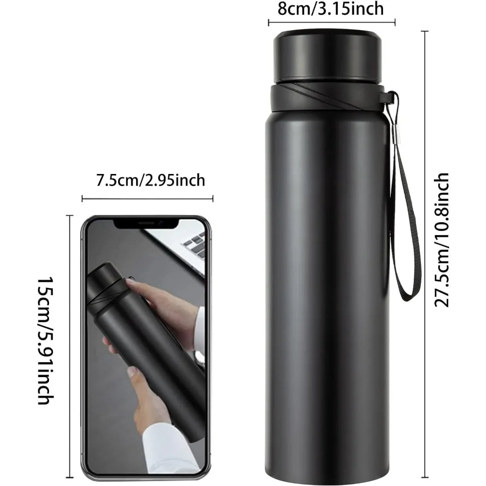 1000ml Stainless Steel Insulated Water Bottle, Keeps Drinks Hot or Cold for Hours with Lid Intelligent Water Cup Drinkware