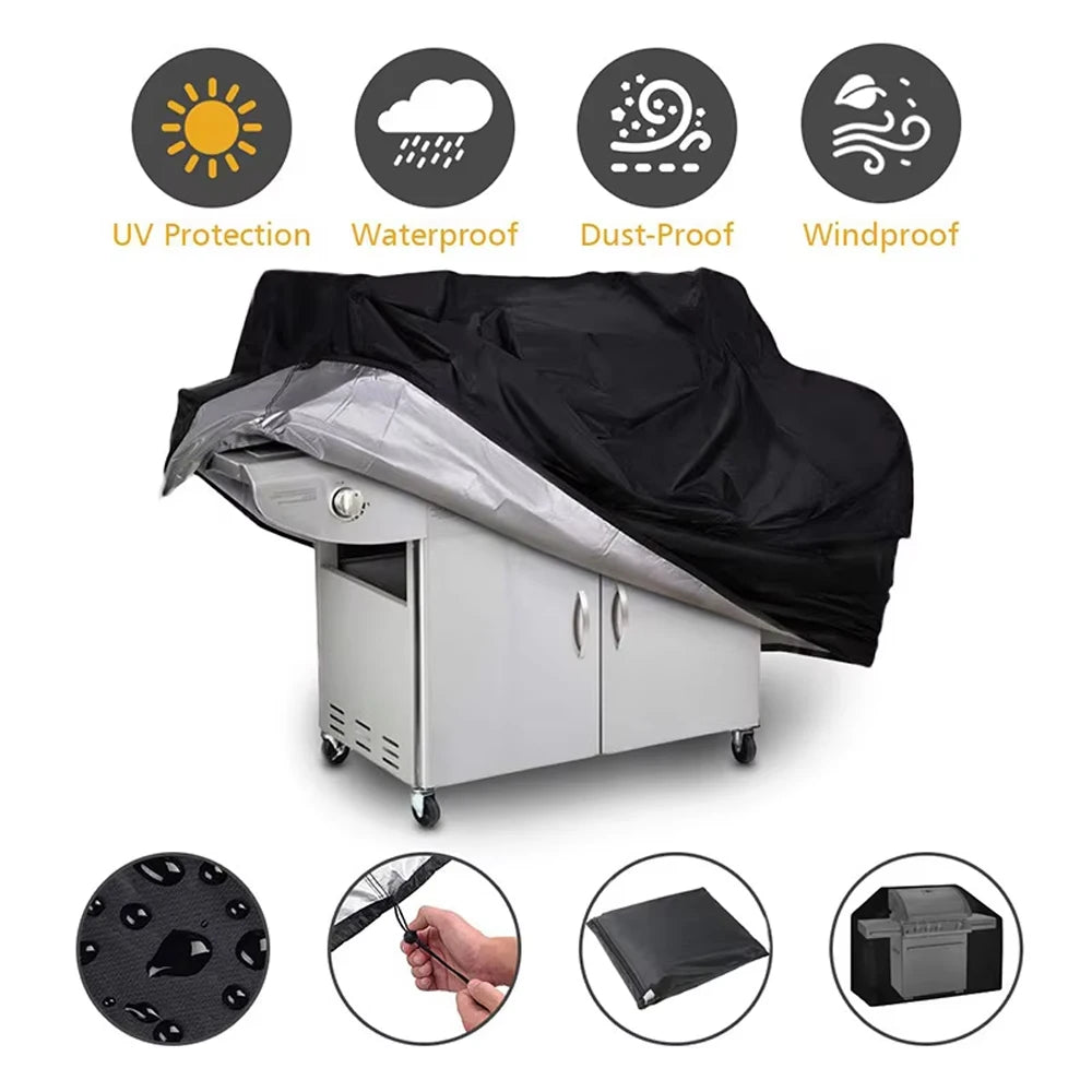 8 Size BBQ Cover Outdoor Dust Waterproof Weber Heavy Duty Grill Cover Rain Protective Outdoor Barbecue Cover Round