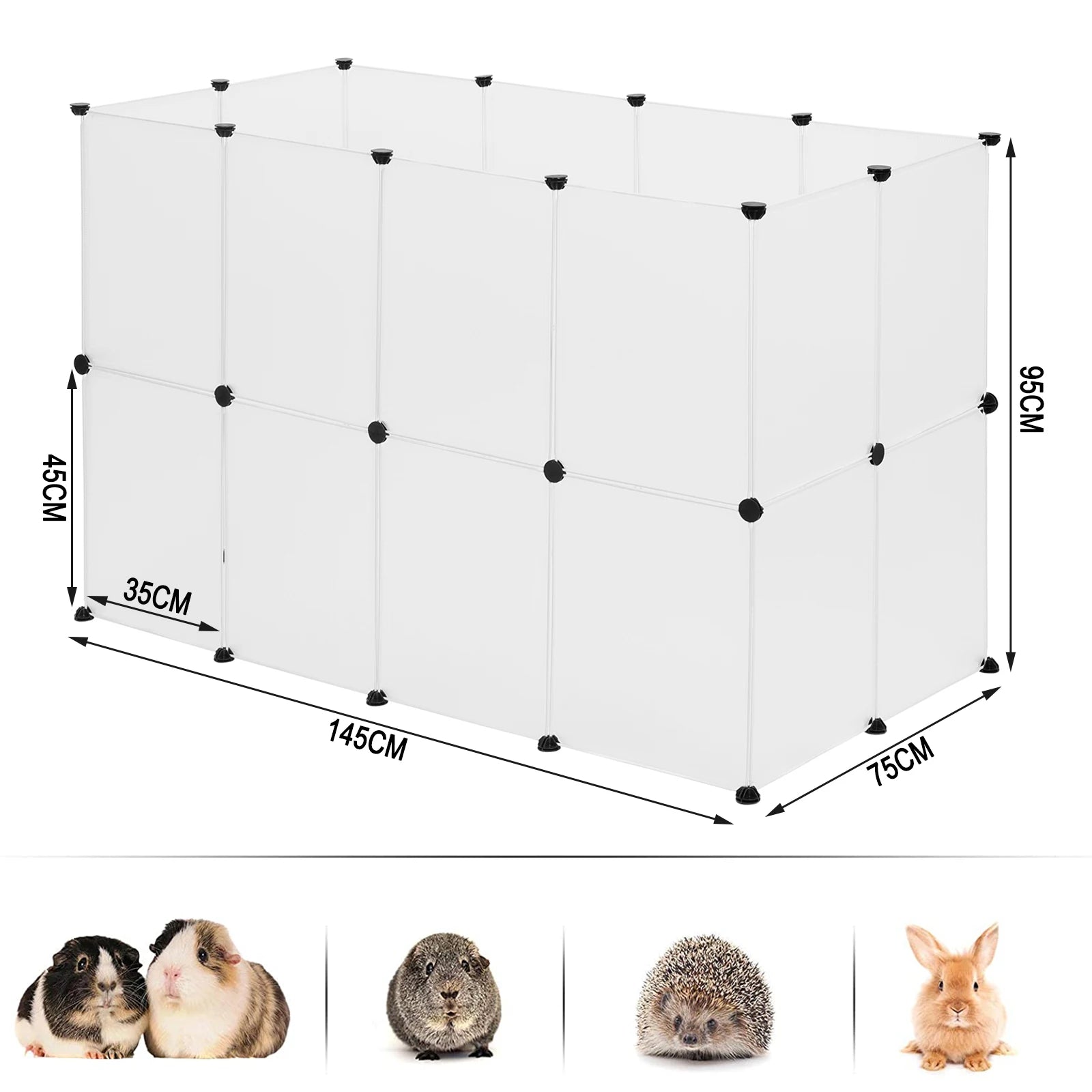 DIY Pet Playpen Rabbit Accessories Indoor Guinea Pig House with Door Cage for Cat Hedgehog Hamster Exercise Modular Enclosure