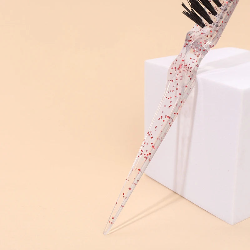 1pc crystal plastic fluffy comb with fine lines hair styling comb back combing hair salon tool comb Special for real hair wigs