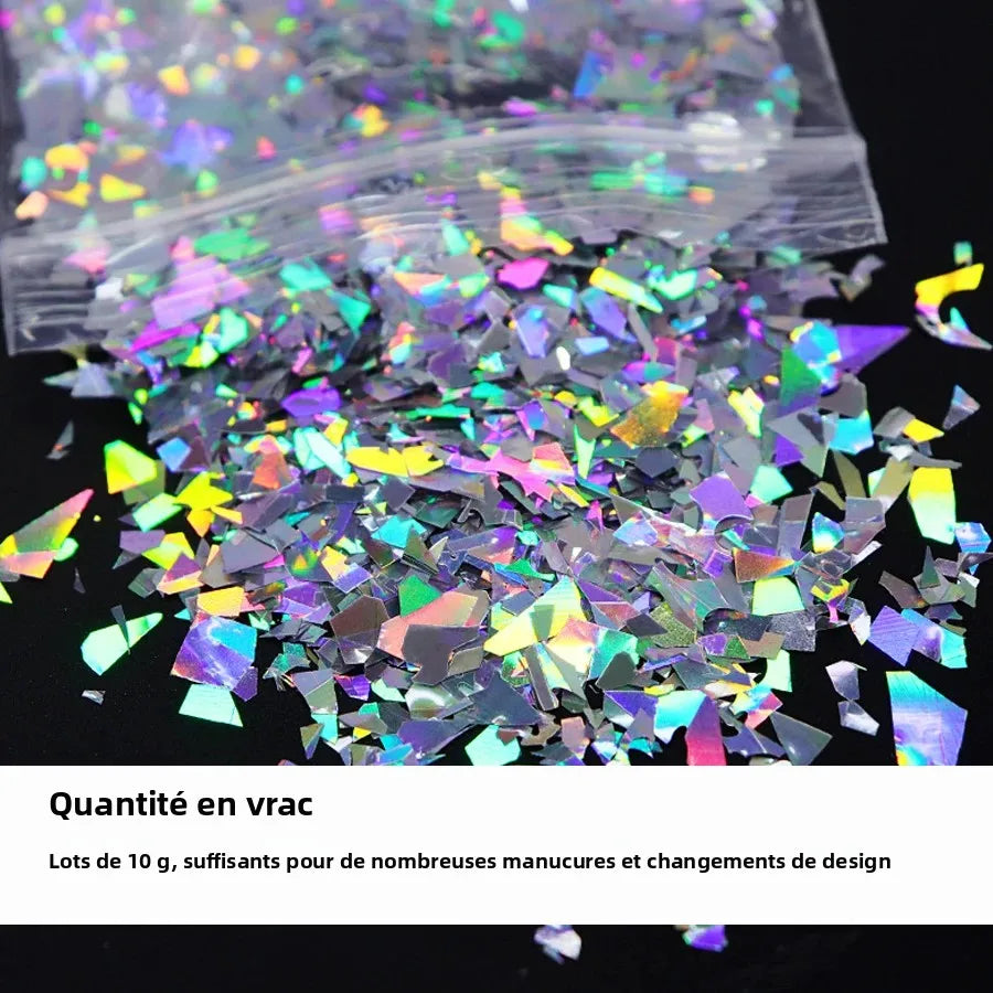 10g Mermaid Effect Nail Flakes, Holographic Nail Art Glitter, Sparkles Sequins for Nail Designs