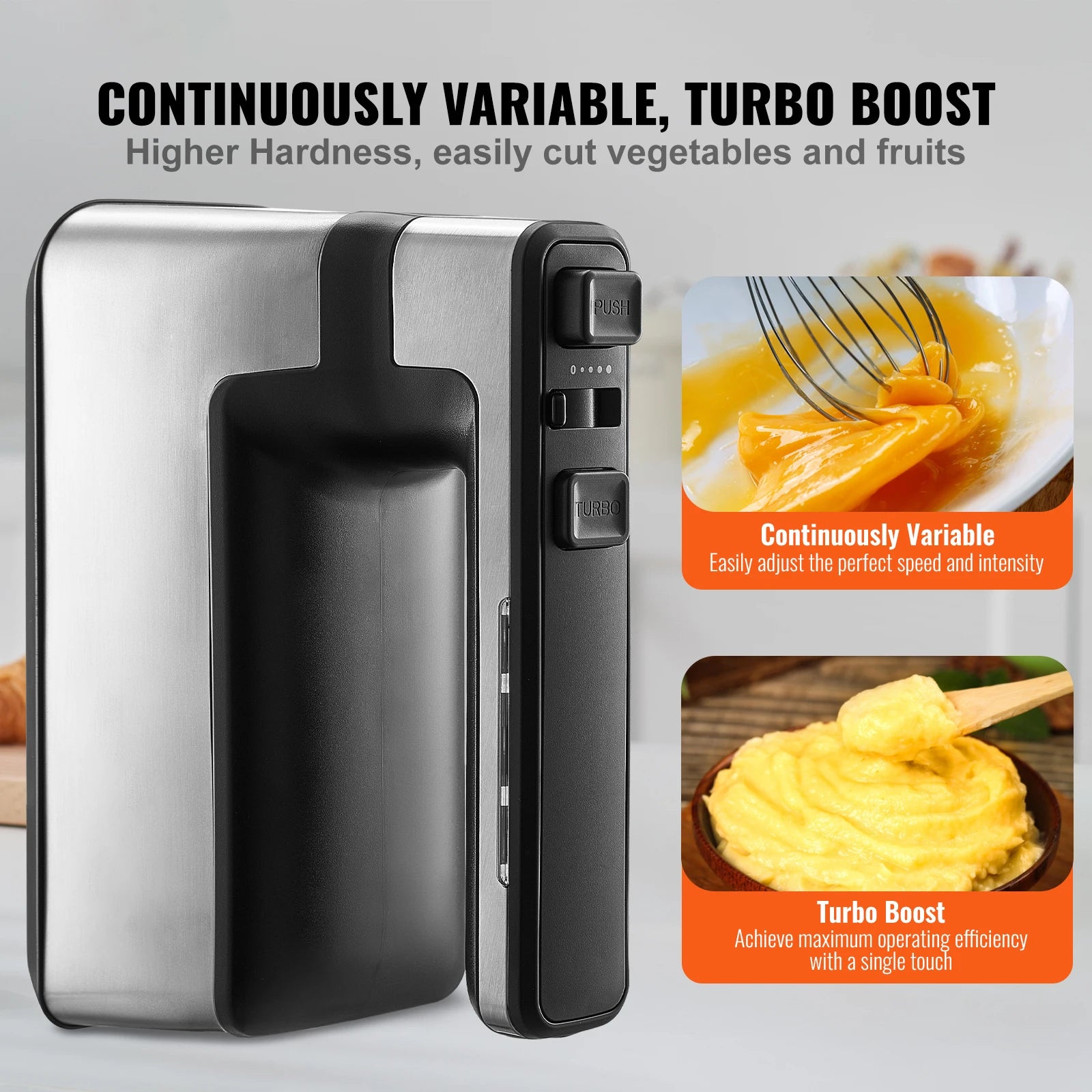 VEVOR Cordless Electric Hand Mixer 100W Continuously Variable Electric Handheld Mixer with Turbo Boost Beaters Dough Storage Bag