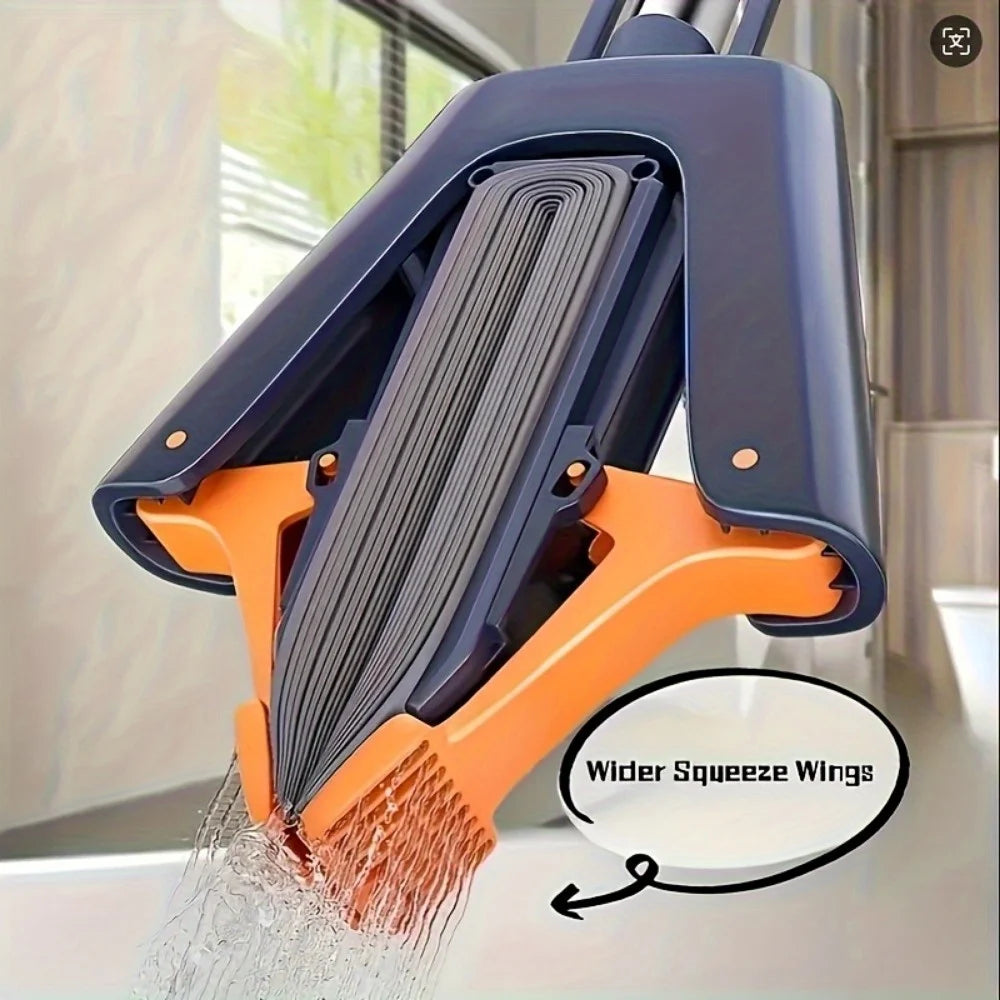 Multifunctional Bi-Fold Pressure Suction Mop - Stainless Steel & Plastic, Ergonomic Handle, Portable Foldable Design