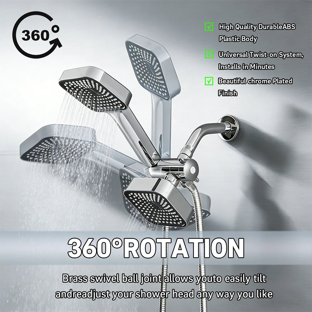 A High-Flow Large Nozzle and Handheld Shower Head,Two-In-One Shower Set, Shower Long Hose, Three-Way Water Distributor Bathroom