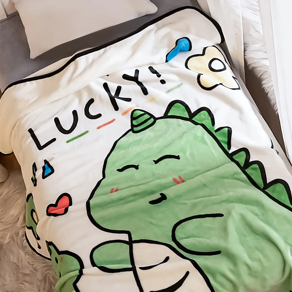 1Pc, Cartoon Flannel Blanket, Cute Animal Pattern Throw Blanket, Soft and Comfortable Sofa Bed Office Blanket, Small Throw Blanket, Nap Blanket, Birthday, Christmas, Halloween Gift