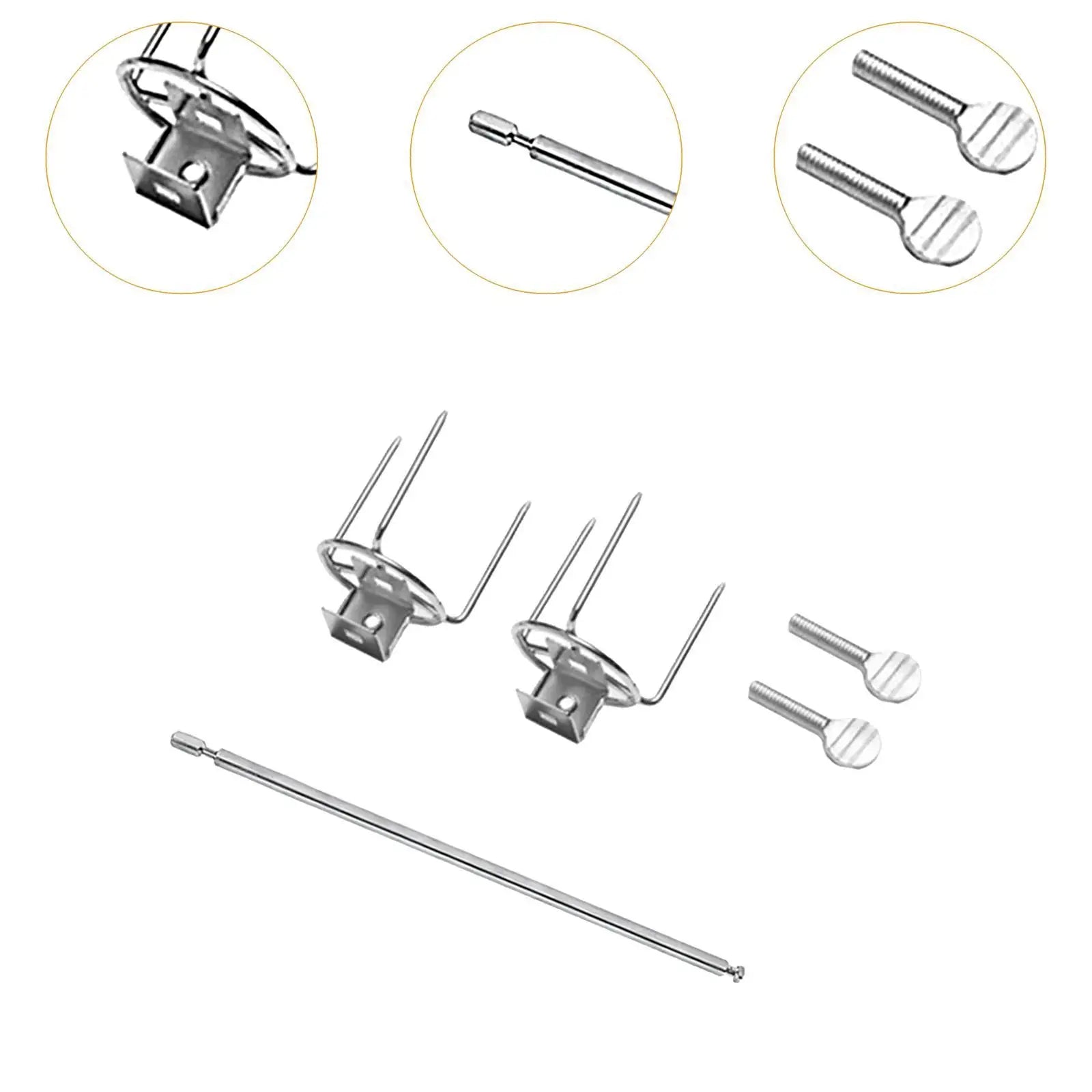 Rotating Chicken Fork Grill Rotisserie Kit Complete Holders for Most Grill