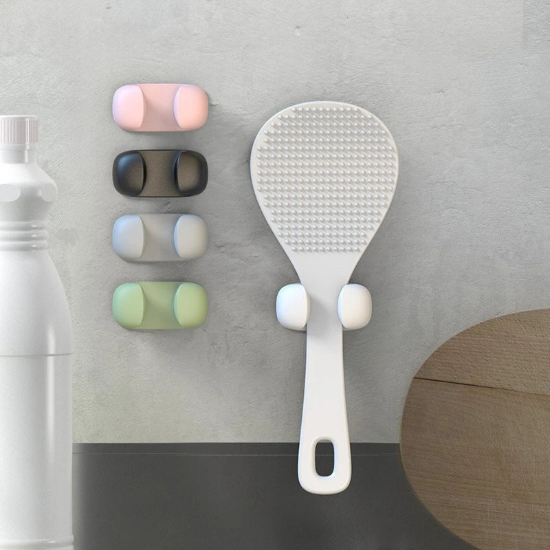Multifunctional Kitchen Storage Hook Rice Cooker Spoon Holder Organizer, 6 Colors Available, All-in-one Cable & Key Storage Rack