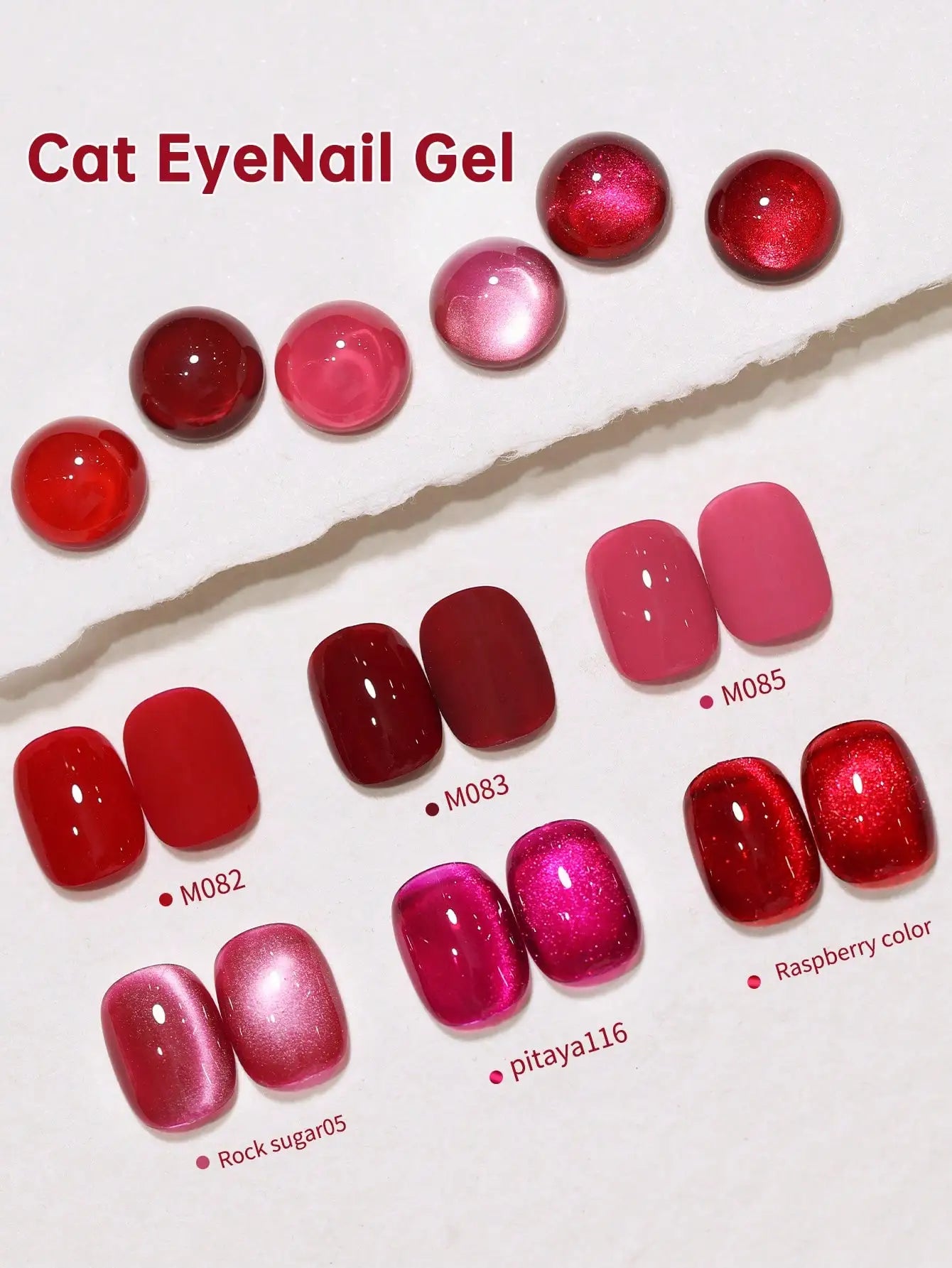 XEIJAYI 6pcs cat‘s eye nail polish gel 2025 new style Pink cat eye nail art suitable for women's nail salon design