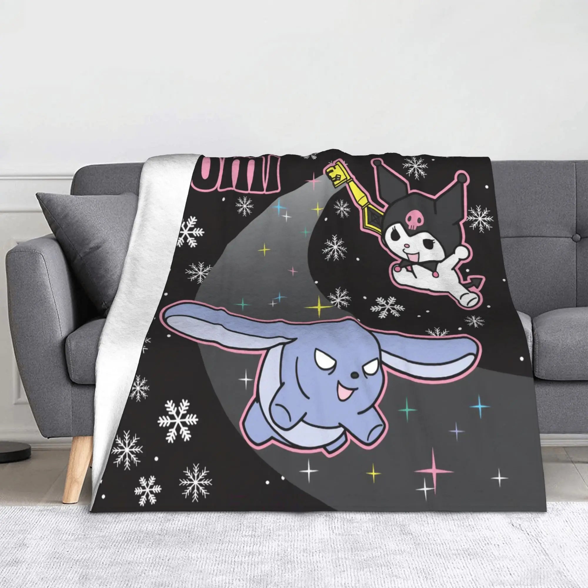 Kawaii Kuromi Anime Blanket Coral Fleece Plush  Winter  Multi-function Super Soft Throw Blankets for Home Office Bedspreads