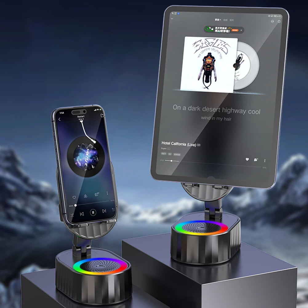 Cellphone Stand with Powerbank Bluetooth-Compatible Speaker Multi-Function RGB Light Phone Mount for Dining Room Cafes Hotels
