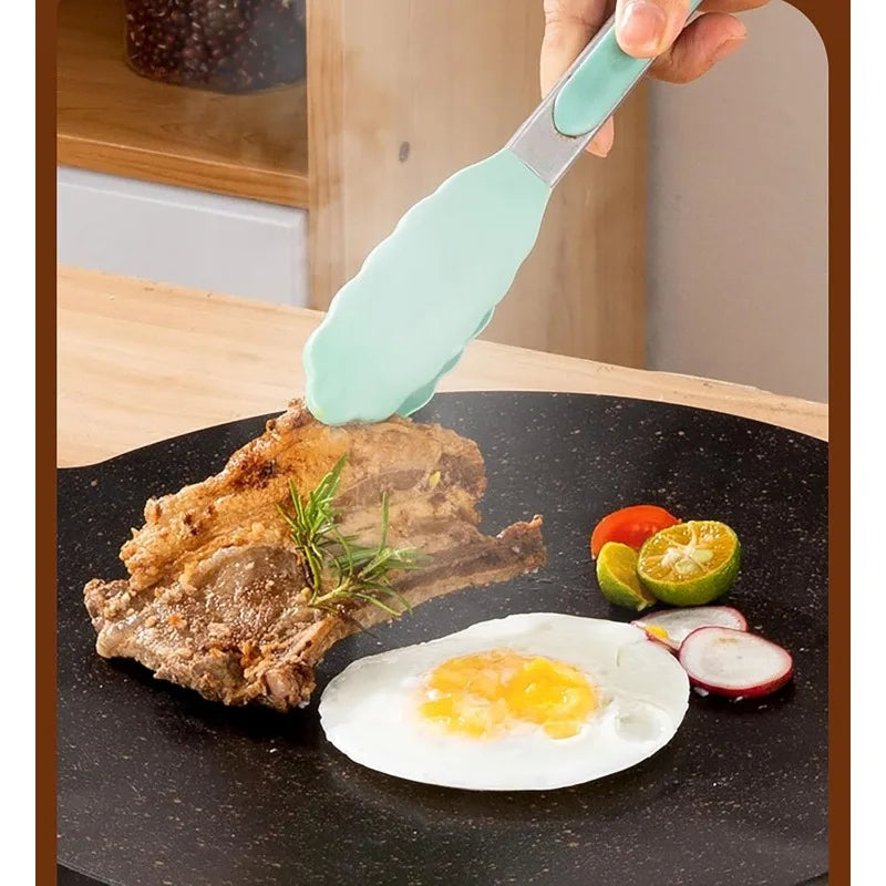 Thin Korean Grill Pan,Round BBQ Griddle Compatible Non-stick for Induction,Gas Stove,Electric Cooktop,Indoor or Outdoor Grilling