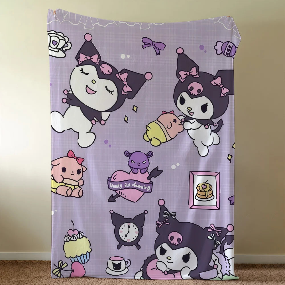 Cute K-KuromiS Cool Cartoon SRO Purple Blanket Throw Super Cosy Plush Living Room Sofa Couch Childish Birthday Gifts