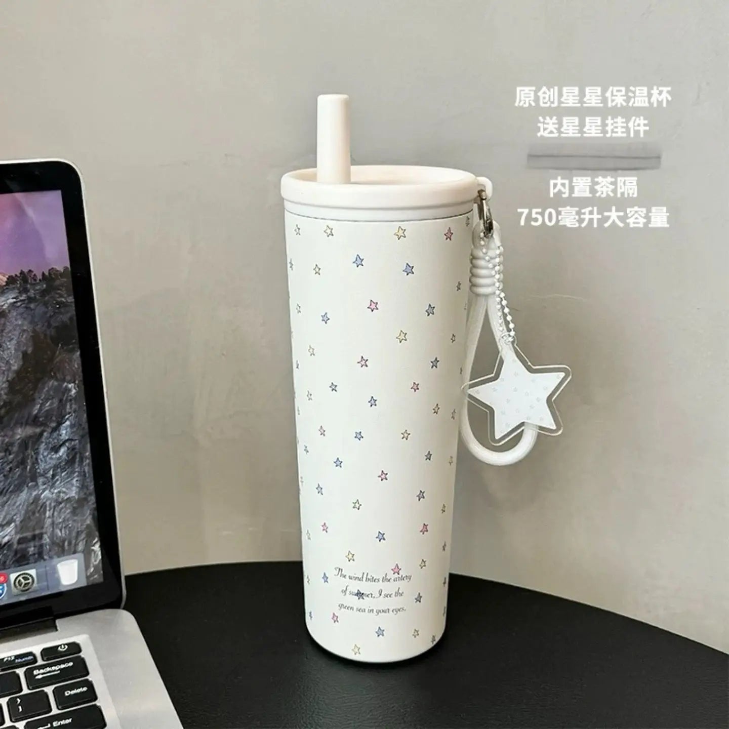 750ML Thermos Bottle with Straw 304 Stainless Steel Coffee Cup Vacuum Flask Thermos Water Bottle Tea Leak-proof Thermos Mug