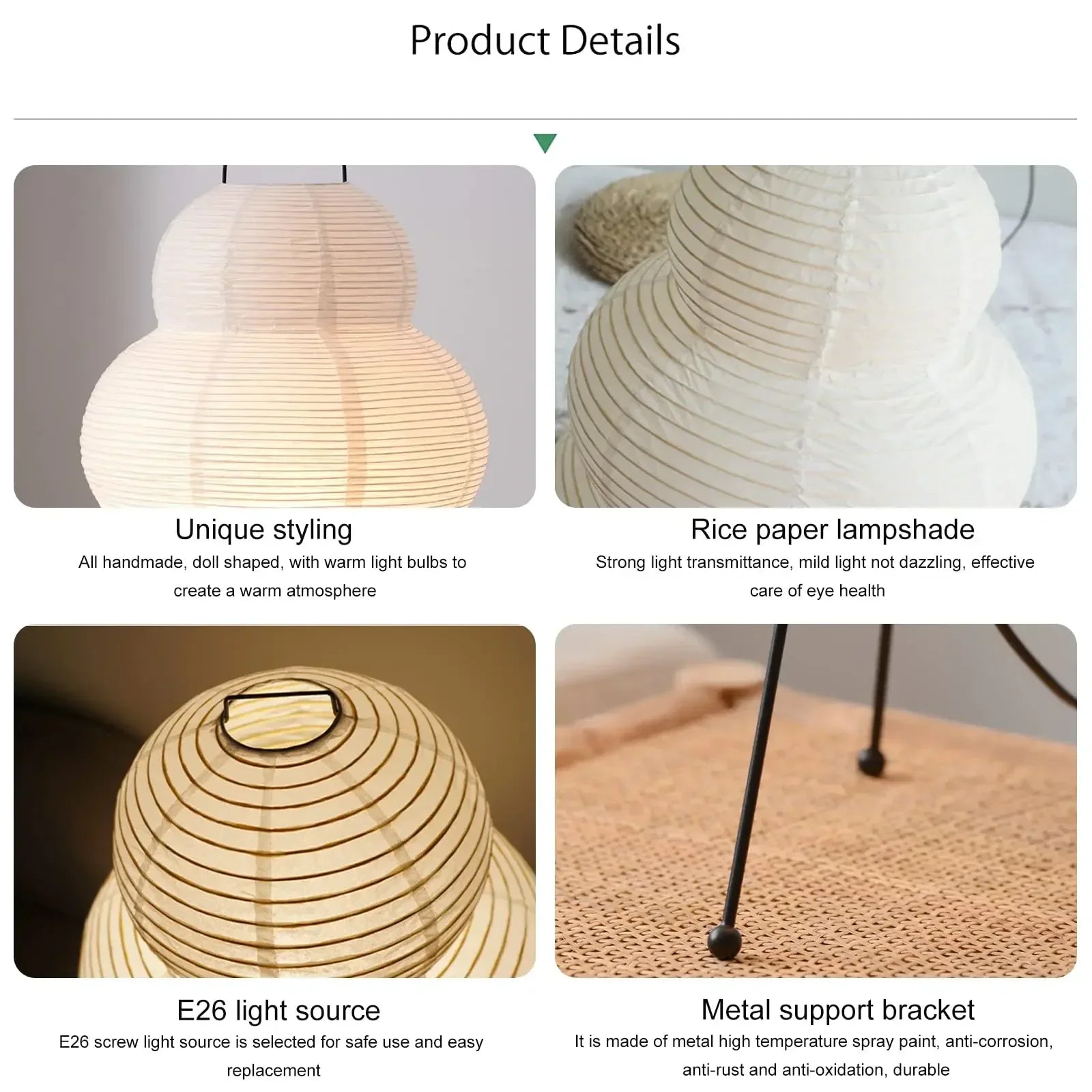 Japanese Noguchi Rice Paper Suitable for Bedroom Atmosphere Bedside Lamp Living Room Study Decoration Lighting Desk Lamp