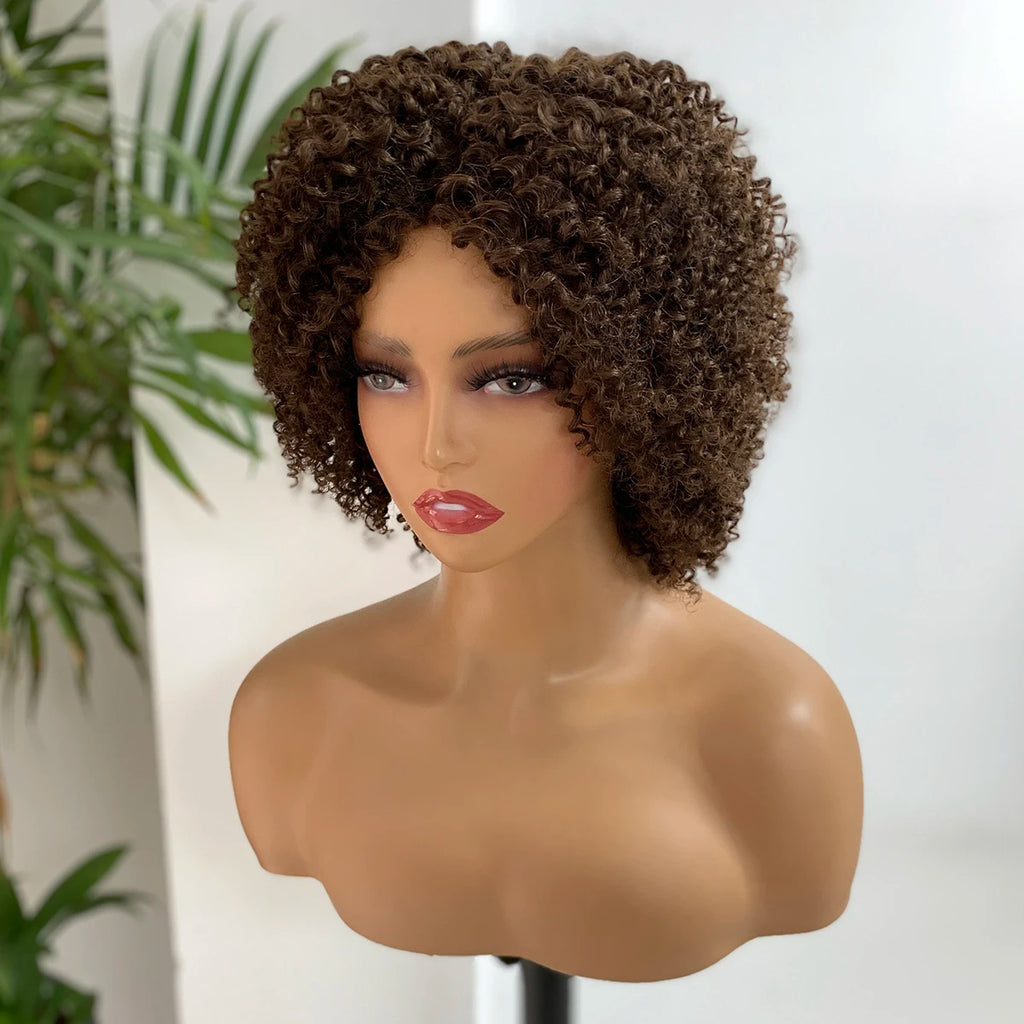 Curly Pixie Cut Wigs Water Curly Pixie Cut Human Hair Wigs Full Machine Human Hair Wig Colored Machine Wigs Glueless Wig HairUGo