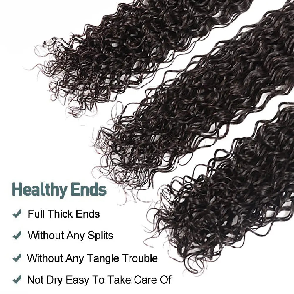 Water Wave Human Hair Bundles Curly Deep Wave 3 Bundles  Brazilian Natural Black Human Hair Remy Hair 100% Human Hair Natural