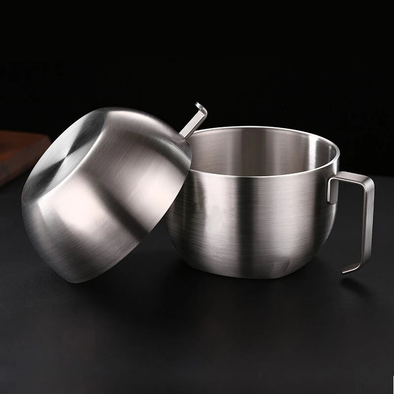 3 in 1 304 Stainless Steel Instant Noodle Bowl LFGB Certification 1100ml Ramen Bowl with 800ml Cover Heat Insulation Dinerware