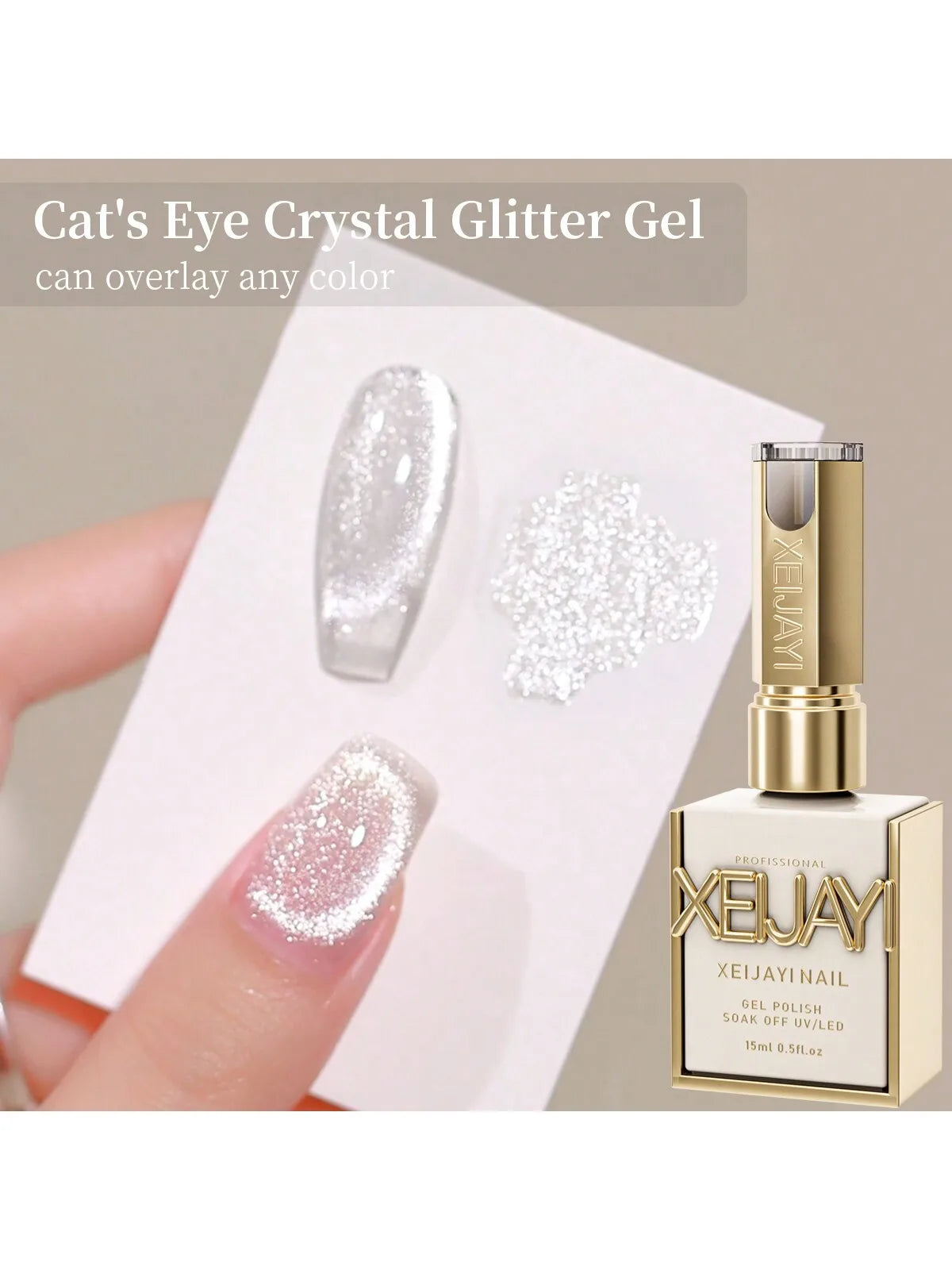 XEIJAYI 1Pc Universal Cat Eye Gel Nail Polish Bright Silver Gel Nail Polish UV/LED Lamp Needed For Women Home Salon Nail Art DIY