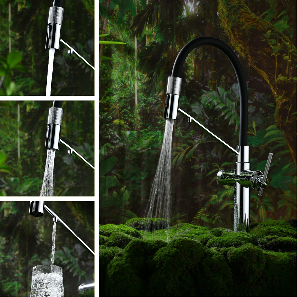 AITANA brushed rose gold pull-out kitchen faucet with luxury drinking water mode 3 function hot&cold water single hole sink Tap