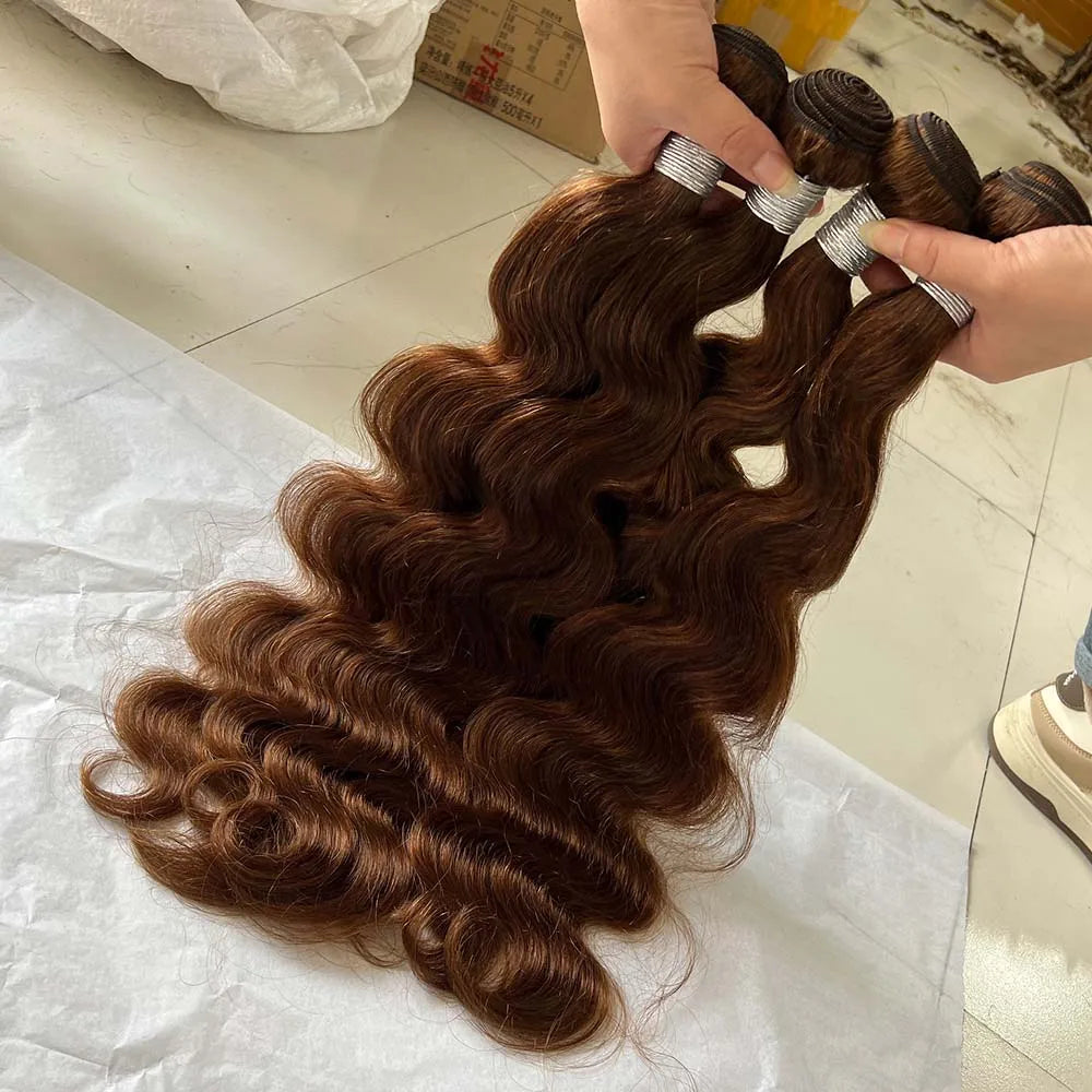 #4 Chocolate Brown Body Wave 10-30 Inch Honey Blonde Bundles Human Hair #4 Colored Brazilian Hair Weave Bundles Women Raw Hair